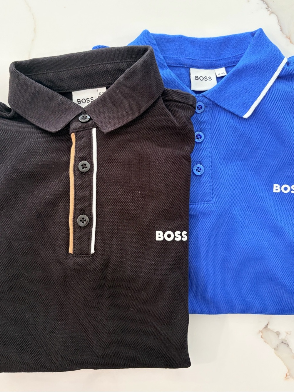 BOSS Kids Polo Shirts - Black and Royal Blue - 2 polo shirts included -SIZE 12